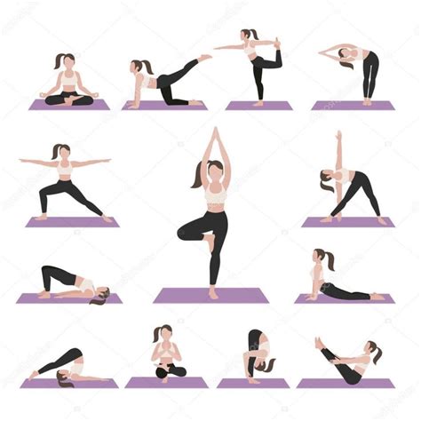 Baixar Conjunto de exercícios yoga posturas Ilustração vetorial