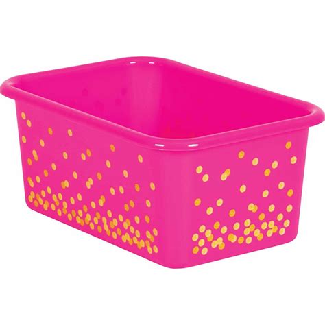 Pink Confetti Small Plastic Storage Bin Tcr20891 Teacher Created