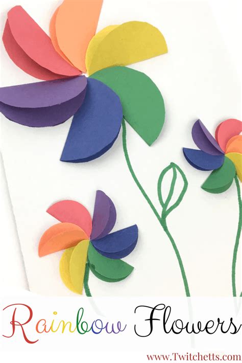 Rainbow Flowers Construction Paper Crafts For Kids Paper Flowers