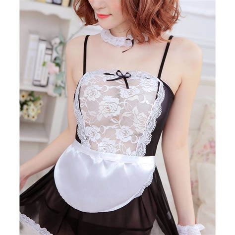 French Maid Uniform Sexy Lingerie Transparent Lace Babydoll Dress NIT Price In Pakistan