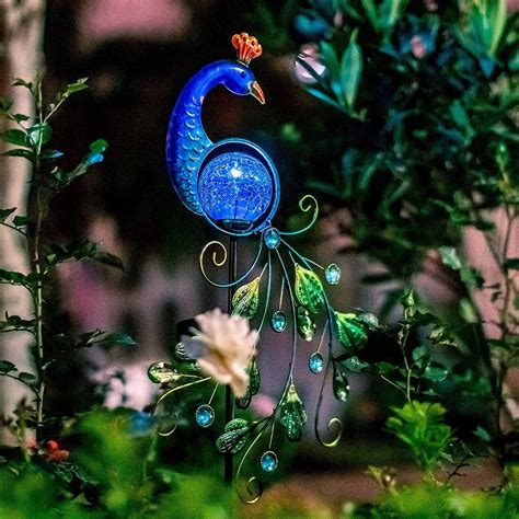 Outdoor Solar Peacock Garden Light Etsy