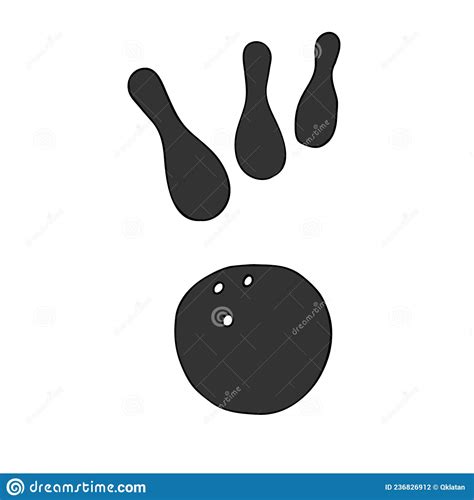 Beautiful Hand Drawn Gray Vector Illustration Of One Bowling Ball And