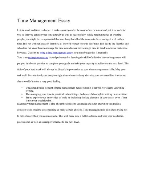 On the off chance that you are. Time management essay