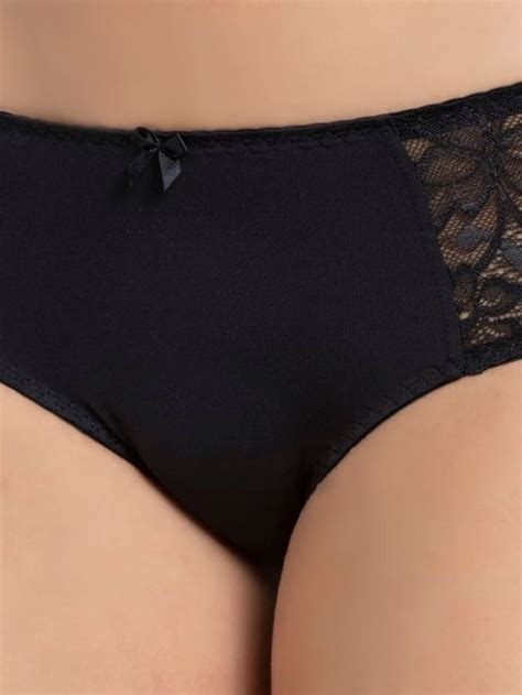 Buy Black Mid Waist Hipsters Panties With Inner Elastic For Women