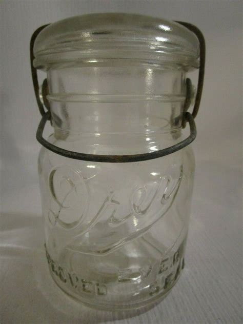 # 10 on bottom and a / on other. DREY Ever Seal Pint Canning Jar w/ Glass Side Post Wire ...