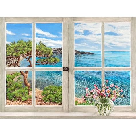 Wall Art Print And Canvas Window On The Mediterranean Sea