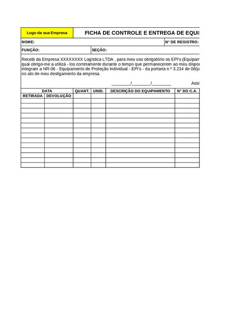 Modelo De Ficha De Epi Prometal Epis