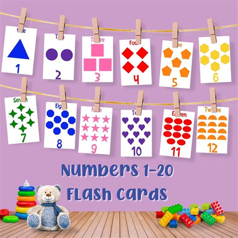 Numbers Flashcards 1 20 Counting Preschool Toddler Baby Montessori