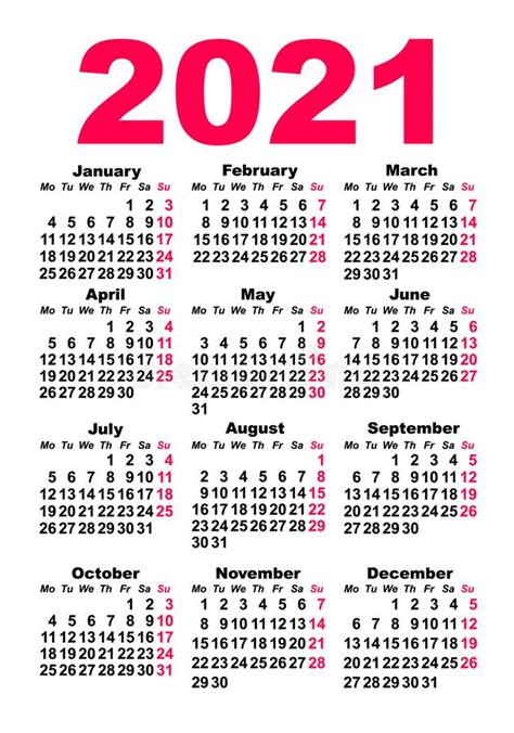 Diseño De Calendario De Bolsillo Para 2021 Año Ilustración Del Vector Ilustración De Negocios