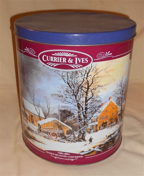 Vintage Collectible Tin With Currier And Ives Winter Scene Etsy