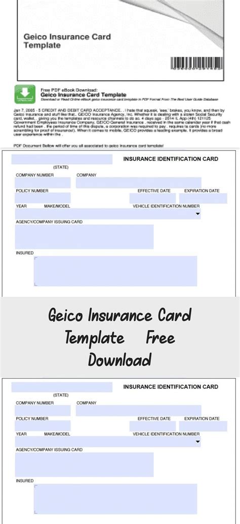 Printable Blank Geico Insurance Card Information Viviendayraices