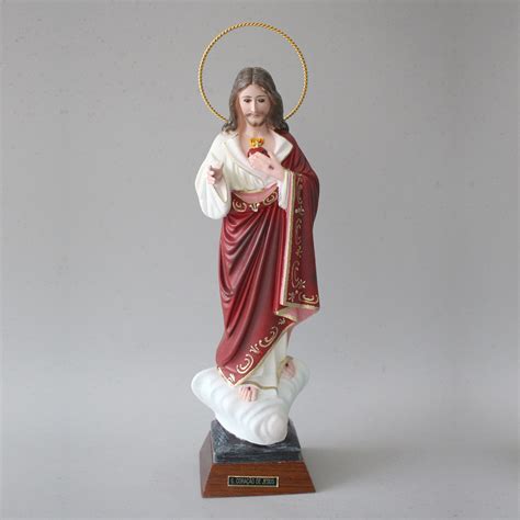 'olhe para o meu coração, olhe para o meu amor por você e venha até mim.' Imagem Sagrado Coração de Jesus em resina 34 cm ...
