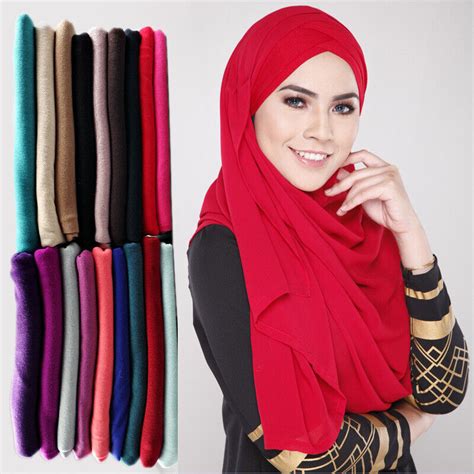 women s cotton jersey hijab scarf shawl solid color muslim scarves head cover ebay