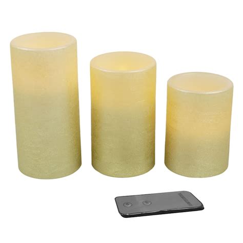 3 Pack Gold Wax Led Pillar Candles 3x43x53x6
