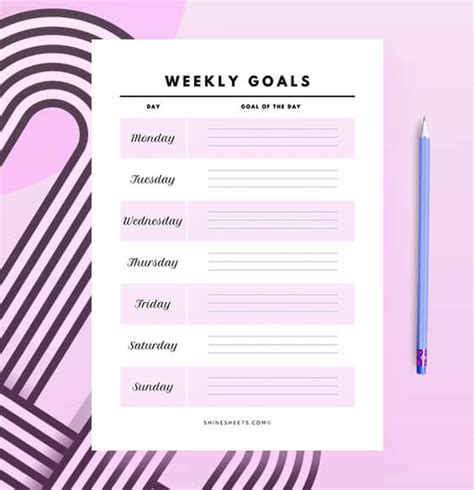 Weekly Planner Printable With Goals