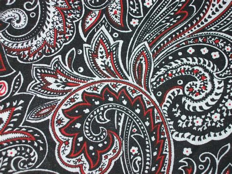 Black Red Paisley Fabric Sold Per Half Yard For Quilting Etsy