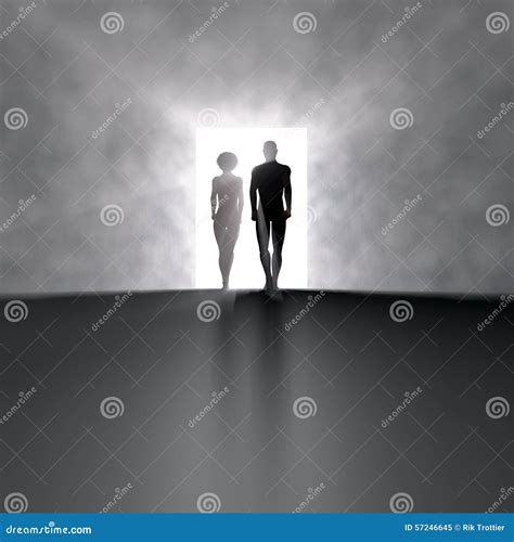 Couple Walking Into Bright Light Stock Illustration Illustration Of