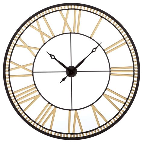 Analog clock illustration, clock face alarm clock roman numerals, hand painted black clock, watercolor painting, simple, digital clock png. Roman Numeral Wall Clock, Gold and Black - Transitional ...