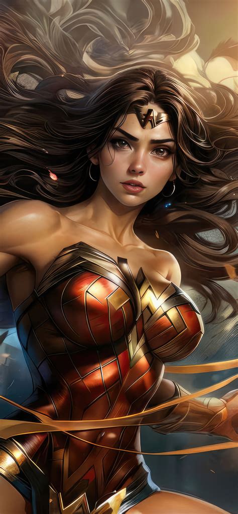 1242x2688 iconic wonder woman artwork iphone xs max hd 4k wallpapers images backgrounds