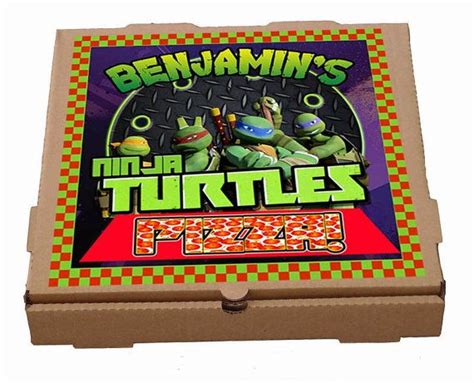 TMNT Ninja Turtle Birthday Pizza Party Box Label Favor Teenage Mutant