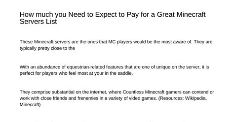 How Much You Should Expect Youll Pay For A Good Minecraft Servers