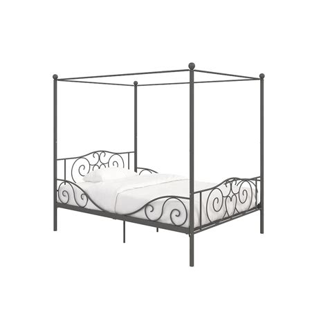 Dorel Full Canopy Metal Bed In Pewter The Home Depot Canada
