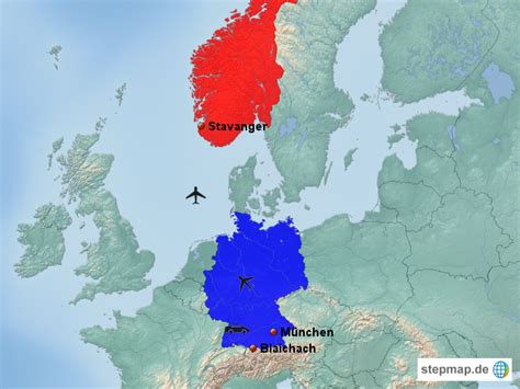 StepMap - Deutschland - Norwegen - Landkarte für Deutschland
