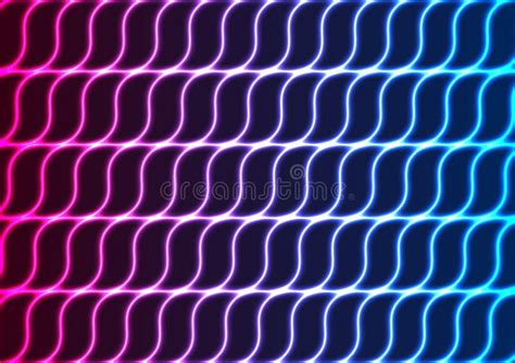 Blue Ultraviolet Neon Curved Wavy Lines Pattern Abstract Background