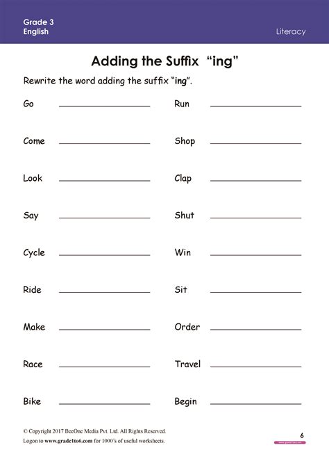 Suffix Worksheets For Grade 1