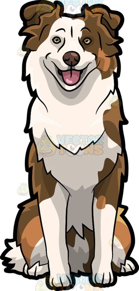 A Cute Australian Shepherd Dog Cartoon Dog Dog Drawing Animal Drawings