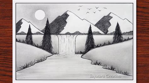 How To Draw Waterfall Scenery With Pencil Step By Step Artofit