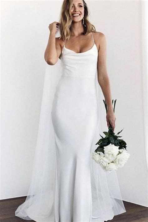 Mermaid Spaghetti Straps Backless Court Train White Wedding Dress Wd450