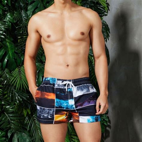 Seobean Mens Swimwear Casual Summer Beach Pants Small Boxer Shorts