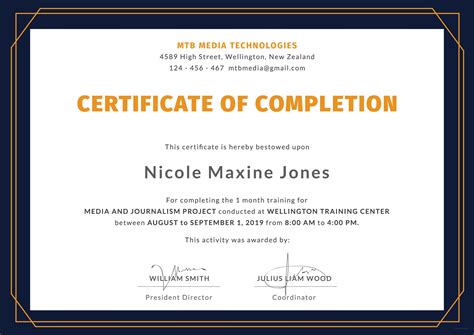 Free Training Completion Certificate Templates Creative Professional