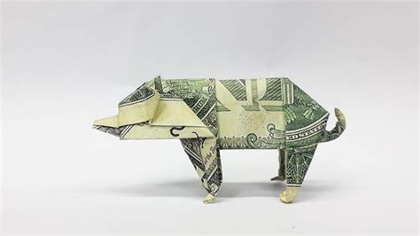 How To Fold A Pig From 1 Us Dollar Bill Easy Money Origami Pig