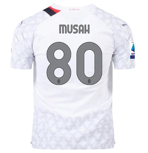 Yunus Musah 80 Ac Milan 202324 Away Soccer Jersey Player Version
