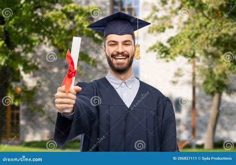 Male Graduate Student In Mortar Board With Diploma Stock Image Image