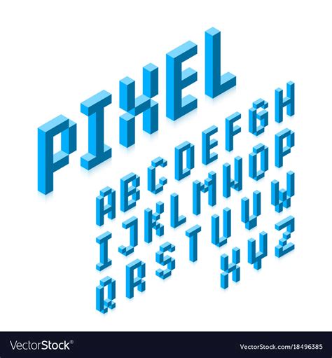 Isometric 3d Pixel Font Three Dimensional Vector Image