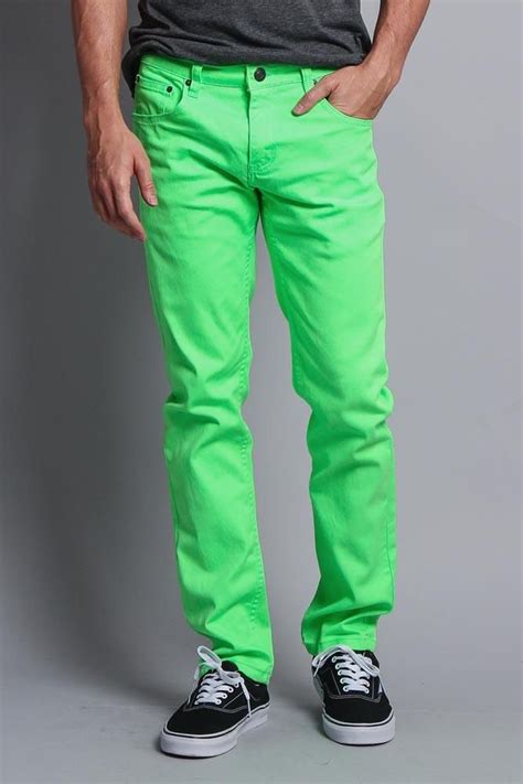men s skinny fit colored jeans neon green in 2021 colored jeans neon jeans skinny fit