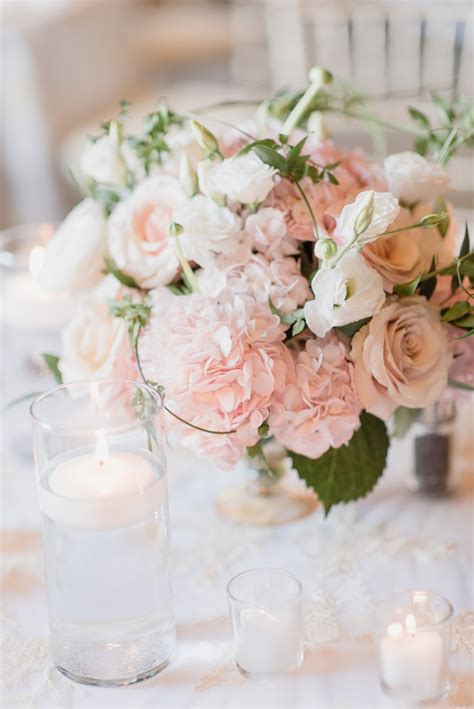 Pink Flowers Centerpiece Pink Rose And White Hydrangea Floral