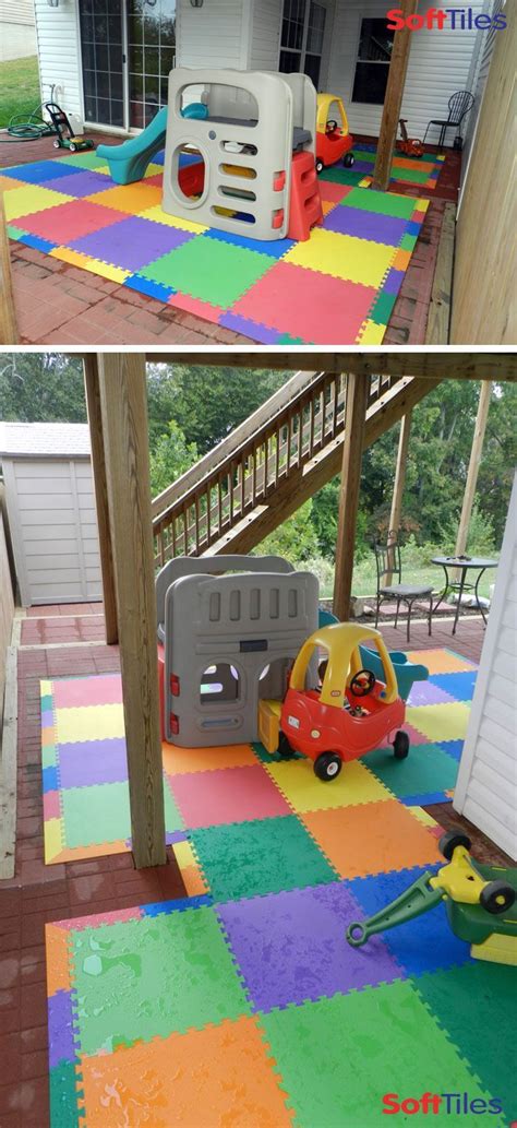 Outdoor Patio Cushioned Childrens Play Mat Using