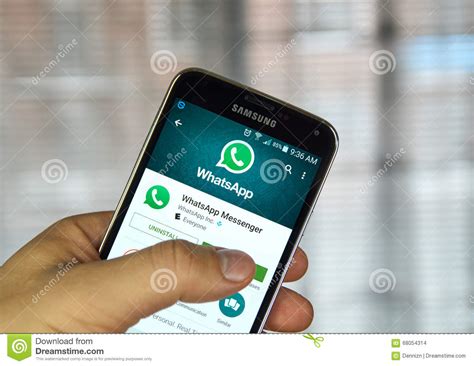 Whatsapp Mobile Application On A Cell Phone Editorial Stock Image