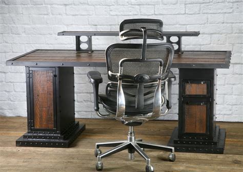 Vintage Industrial Computer Desk Reclaimed Wood Desk Work Etsy