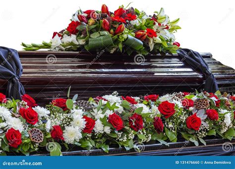 Beautifully Decorated Flowers Coffin Stock Photo Image Of Green