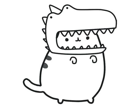 Pusheen coloring pages can help you enjoy your favorite cat character. Pusheen Wearing Dinosaur Hat Coloring Page - Free ...