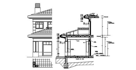 Roof Section And Elevation Cad Drawing Cadbull 879