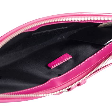 Burberry Pink Patent Leather Bridle Elongated Clutch Bag