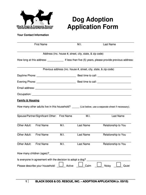 Dog Adoption Form Fill Out And Sign Online Dochub