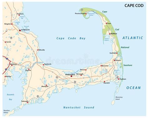 Cape Cod Map Stock Vector Illustration Of Region Graphic 62308114