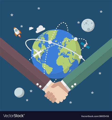 Business People Shaking Hands On Globe Royalty Free Vector